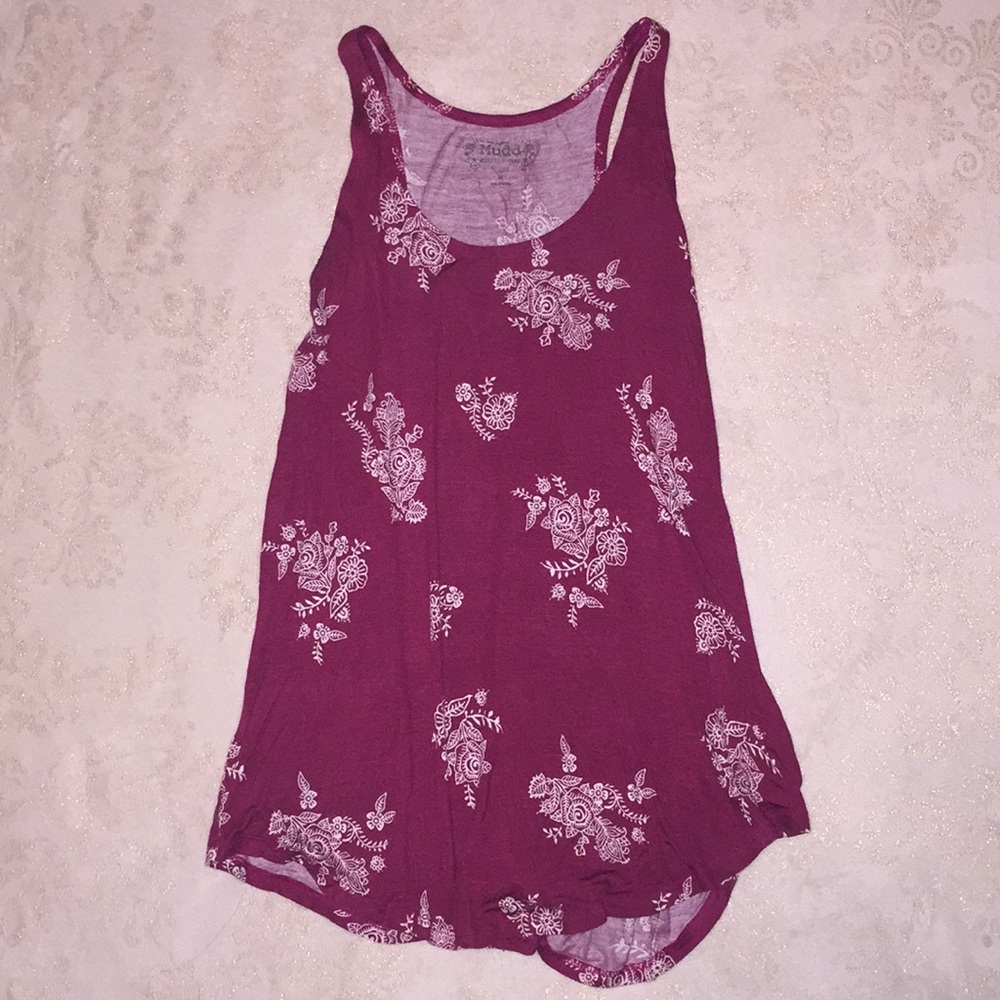 Red floral tank top